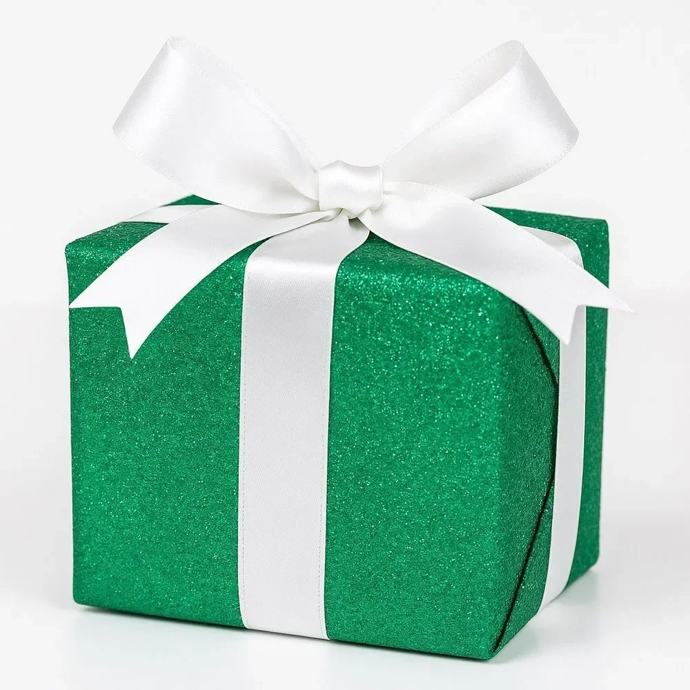 NWT Paper Source Green Glitter Wrapping Paper Roll 27.5”x59” Christmas Gift Wrap